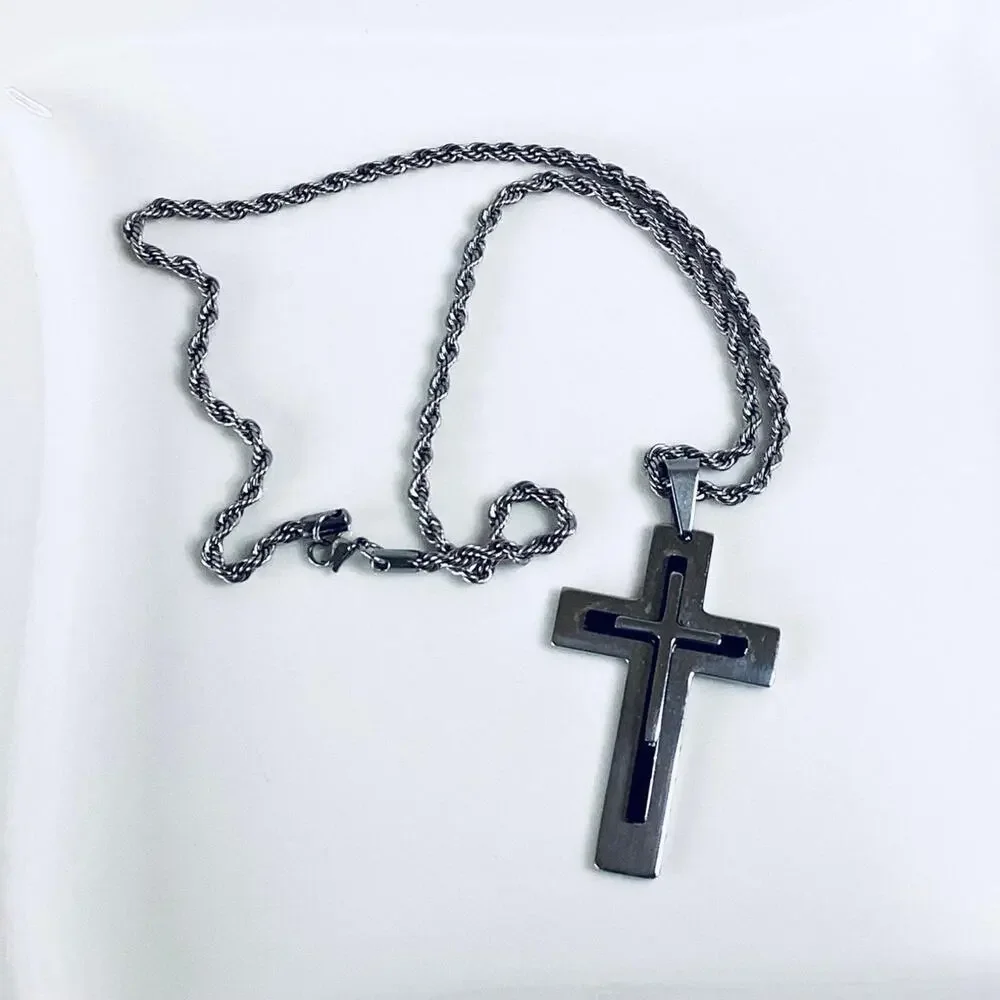 Large cross necklace 316l stainless